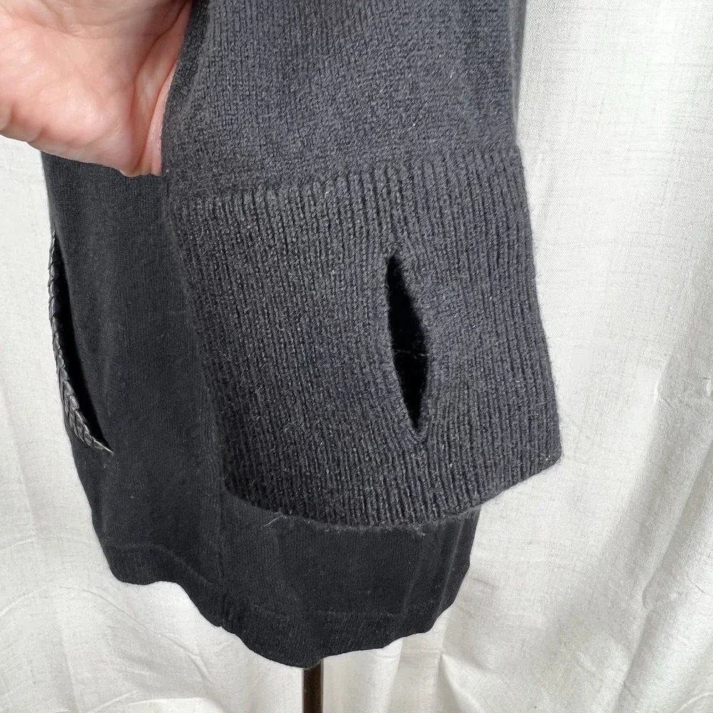 Hale Harden Cashmere Zip Up Hoodie Women's Large Black Quiet Luxury Calf Leather
